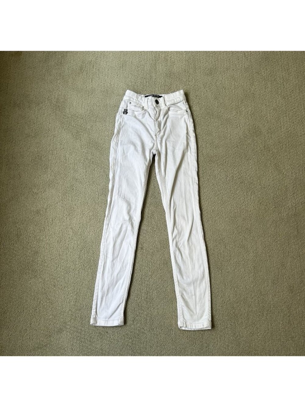 John John Womens White Skinny Jeans Tight Pants High Waist Brazil Petite Size 22